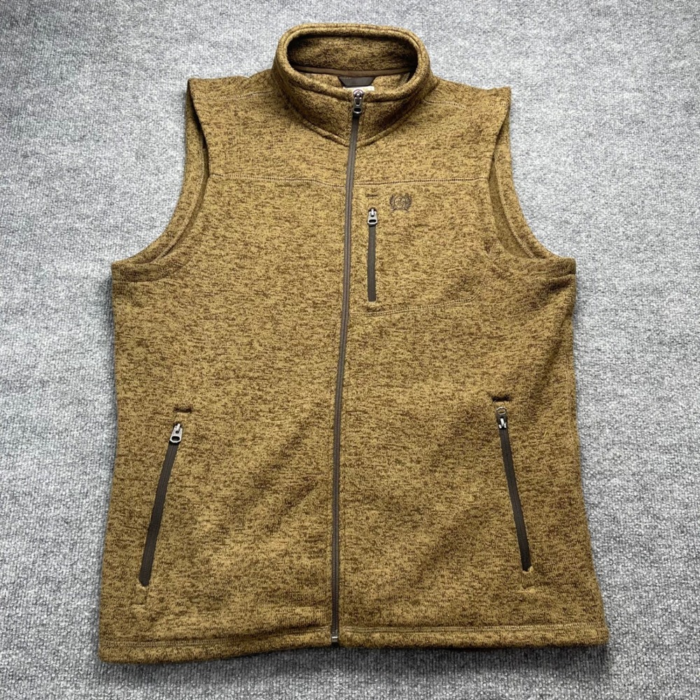 Cinch Men Brown Sweater Knit Fleece Vest Full Zip Western MWV1225005 XL